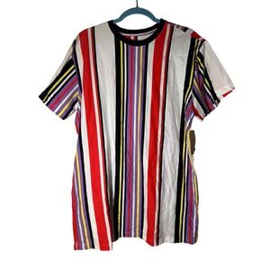 San Francisco Work Shirts Mens XL Vertical Stripe T-Shirt Multi-Color Cotton NWT
